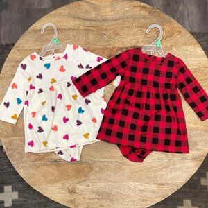 5/$20 NEW 4Pc 6-9M Girls Dresses & Diaper Cover Sets